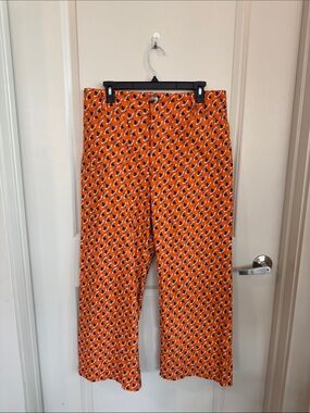Maeve Sarah Gordon collab Orange Printed Straight-Leg Pants